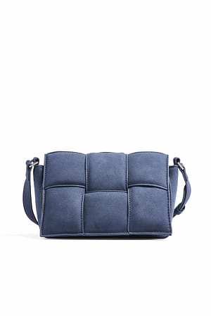 Dusty Blue Small Puffy Woven Crossbody Bag