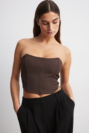 Brown Smock Back Corset Top