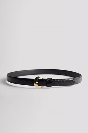 Black Round Buckle Snake Look Belt