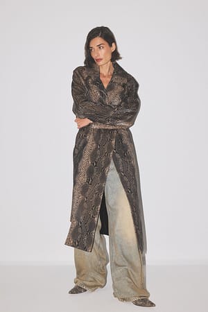 Snake Print Snake Pu Coat