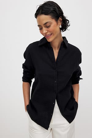 Black Soft Cotton Long Sleeve Shirt