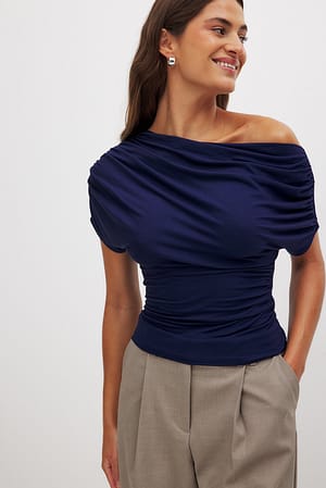 Navy Soft Line Draped Top