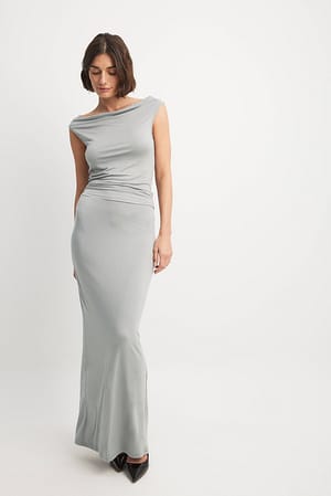 Medium grey Soft Line Fitted Maxi Skirt