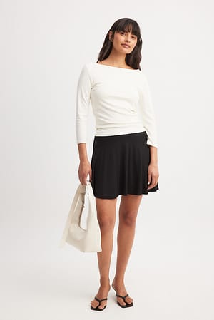 Black Soft Line Flowy Mini Skirt