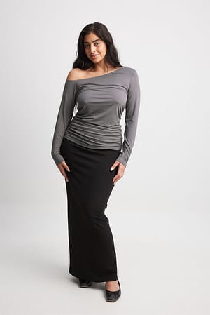 Dark Grey Soft Line Long Sleeve Top