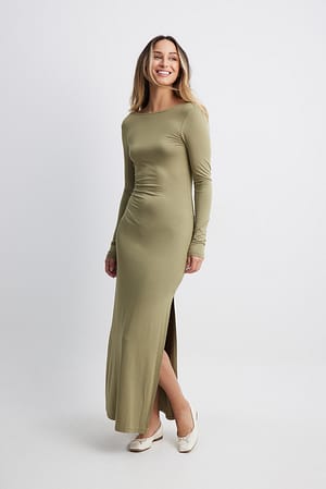 Khaki Soft Line Maxi Dress