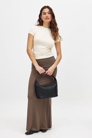 Brown Soft Line Maxi Skirt