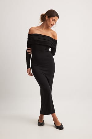 Black Soft Line Midi Dress