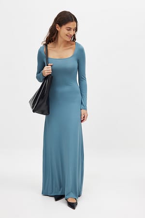 Blue Soft Line Scoop Neck Maxi Dress