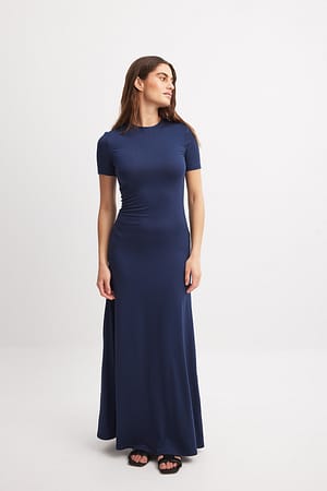 Navy Soft Line T-shirt Maxi Dress