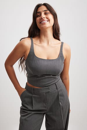 Grey Square Neck Corset Top