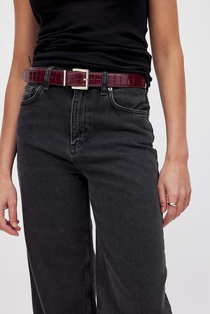 Burgundy Squared Buckle Belt