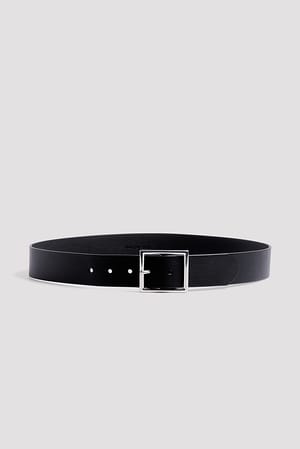 Black Squared Buckle Detail Belt