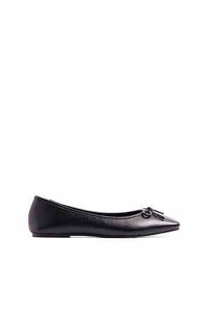 Black Squared Toe Ballerinas