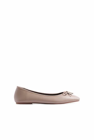 Taupe Squared Toe Ballerinas