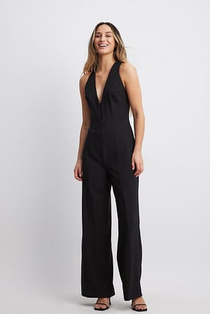 Black Straight Fit Halterneck Jumpsuit