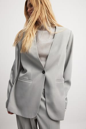 Sage Straight Oversized No Lapel Blazer