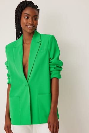 Green Straight Fit Blazer