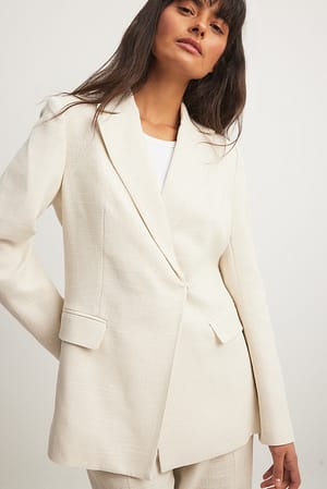 White Linen Blend Blazer