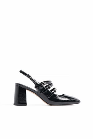 Black Strap Detail Mary Jane Pumps