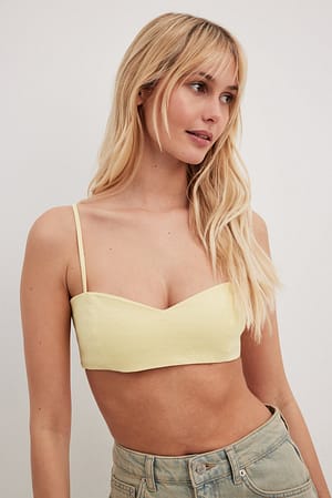 Light Yellow Strap Mini Linen Top