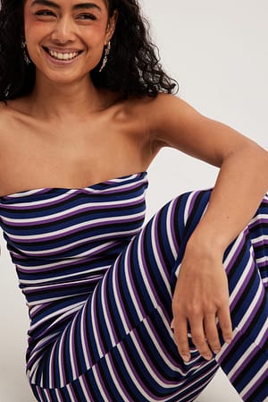 Multicolor Stripe Stripe Heart Neckline Tube Top