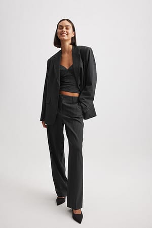 Stripe Straight Low Waist Suit Pants