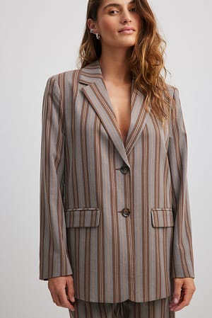 Striped Striped Oversized-fit Blazer