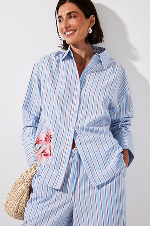 Blue Stripe Striped Printed Shirt