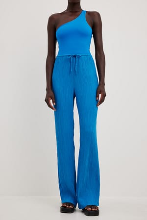 Indigo Blue Structure Drawstring Detail Trousers