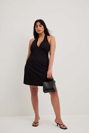 Black Structured Clean Cut Dress