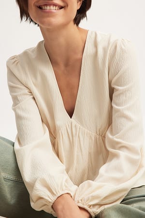 White Structured Flowy Blouse