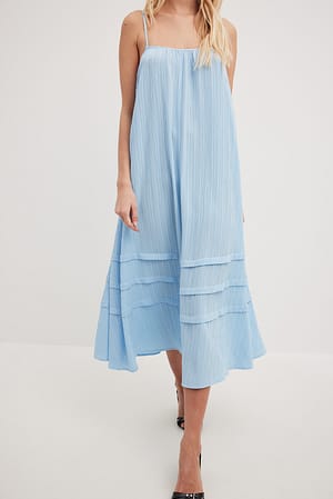 Light Blue Structured Flowy Midi Dress