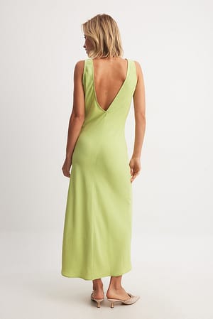 Light Green Structured Low Back Midi Dress