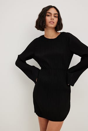 Black Structured LS Mini Dress