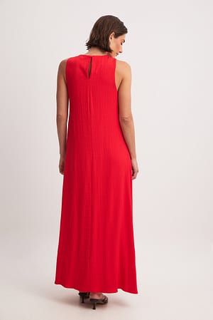 Red Structured Maxi Dress