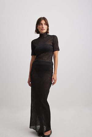 Black Structured Maxi Skirt