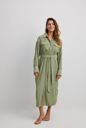 Green Structured Shirt Dress