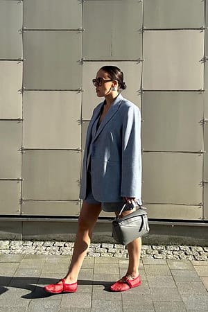 Dusty Blue Oversized Melange Blazer