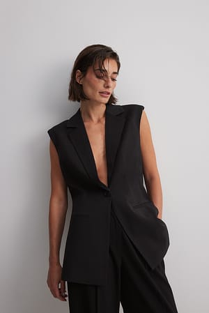 Black Tailored Blazer Vest