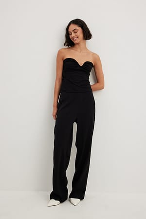 Black Tailored Darted High Waist Suit Pants