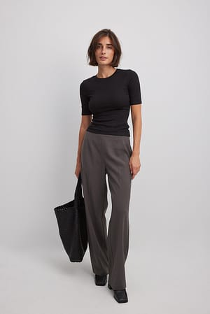 Grey Tailored Darted High Waist Suit Pants