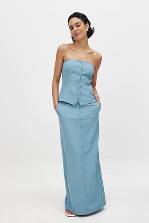 Blue Tailored Maxi Skirt