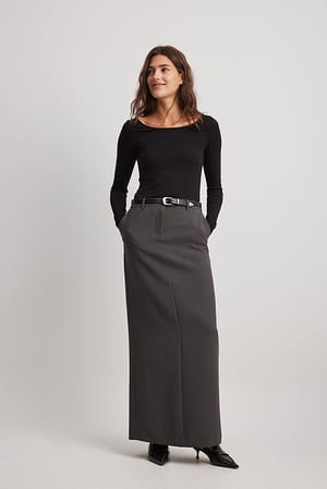 Grey Tailored Maxi Skirt