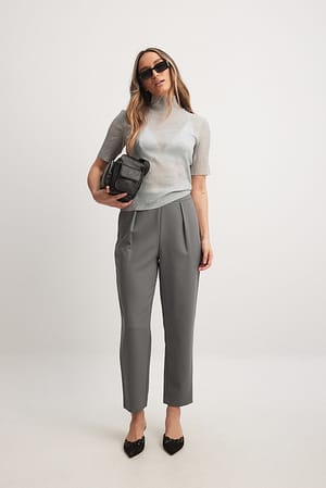 Grey Tapered High Waist Pants