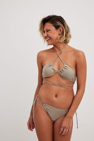 Dark Beige Tie Bikini Bottom