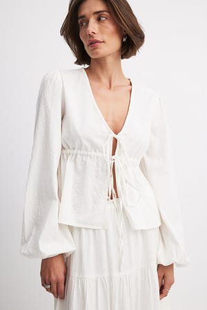 White Tie Detail Blouse