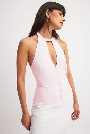 Pink Tie Detail Top