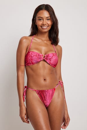 Pink Snake Tie Detailed Bikini Bottom