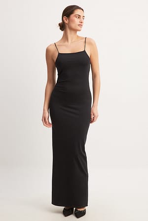 Black Tie Strap Detail Maxi Dress